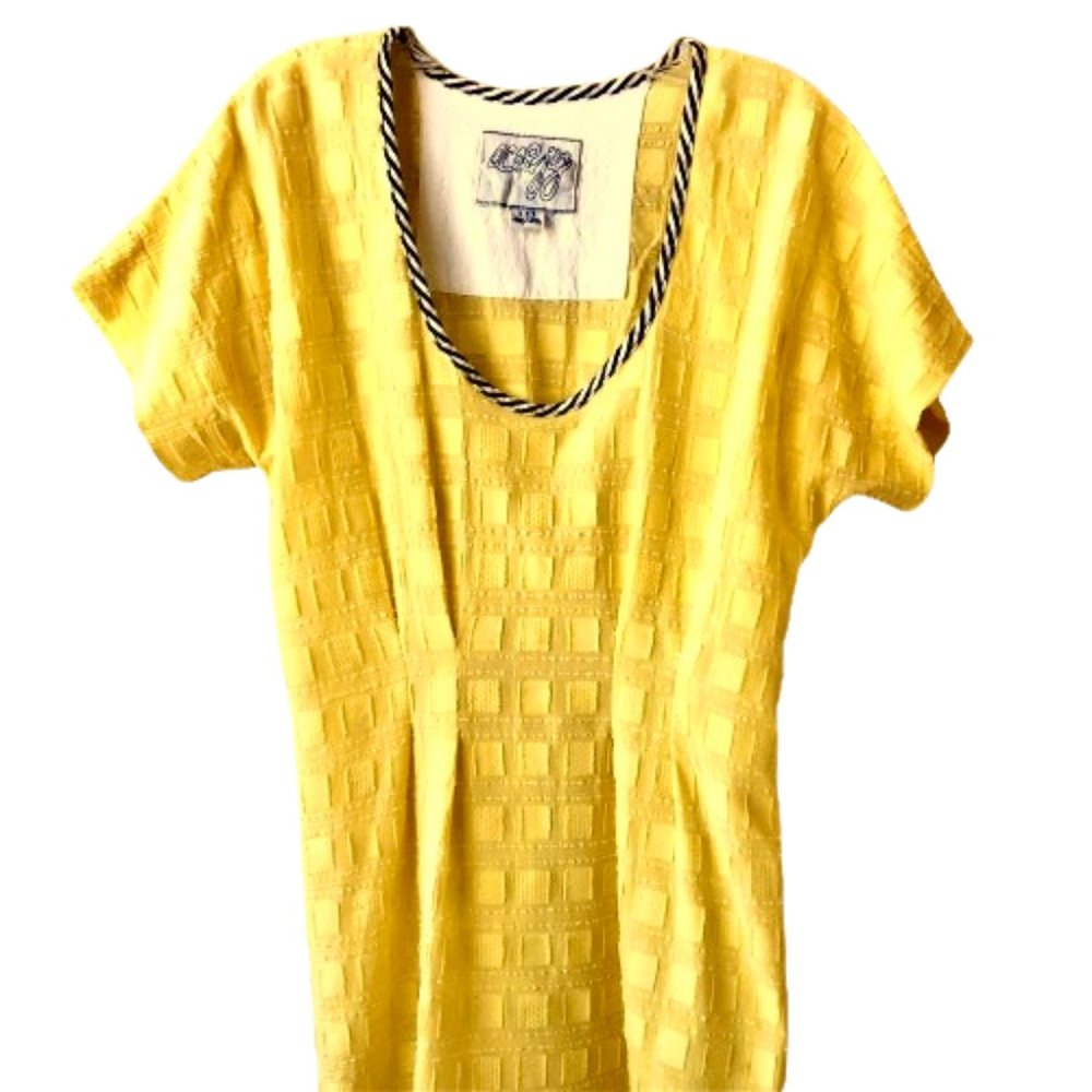 Ace & Jig Yellow Textured Square Jacquard Short Dress XXS Cotton Anthropologie - Picture 7 of 13